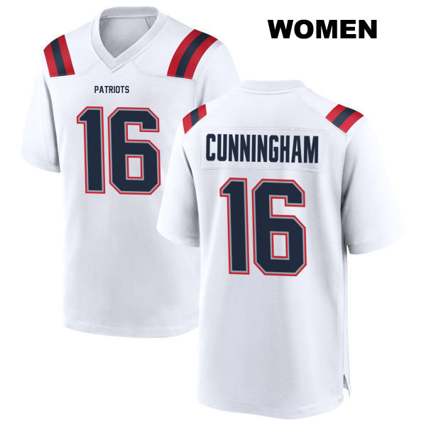Malik Cunningham Stitched New England Patriots Away Womens Number 16 White Game Football Jersey