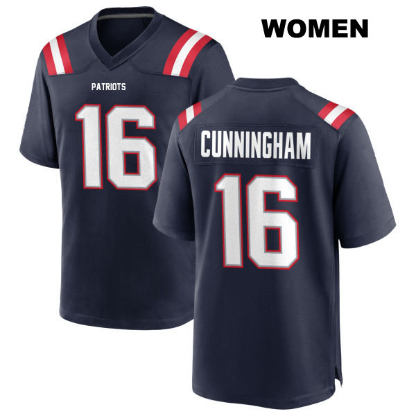 Malik Cunningham Home New England Patriots Womens Stitched Number 16 Navy Game Football Jersey