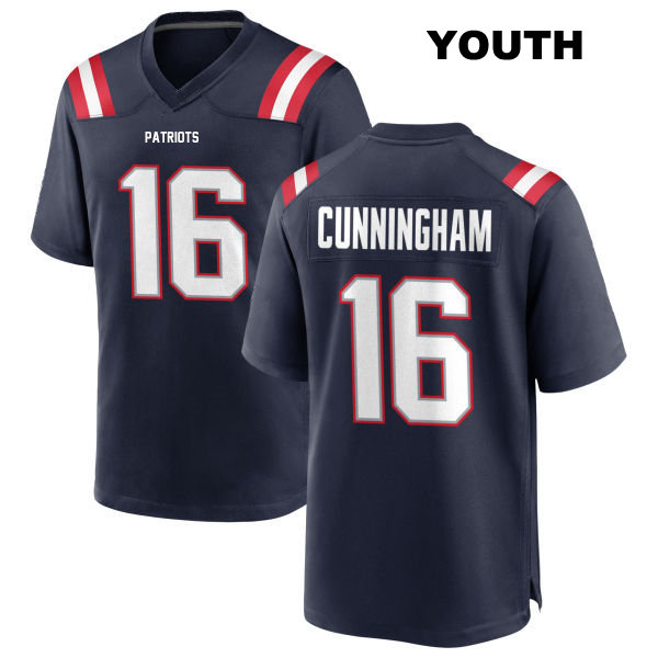 Malik Cunningham New England Patriots Home Youth Number 16 Stitched Navy Game Football Jersey