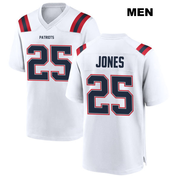 Marcus Jones New England Patriots Away Mens Stitched Number 25 White Game Football Jersey