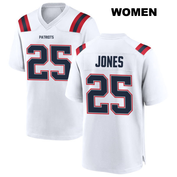 Marcus Jones New England Patriots Womens Number 25 Stitched Away White Game Football Jersey