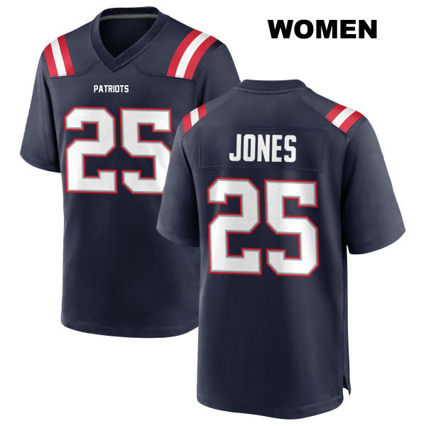 Stitched Marcus Jones New England Patriots Home Womens Number 25 Navy Game Football Jersey