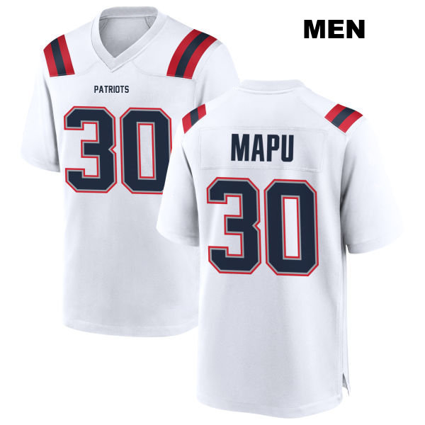Marte Mapu Stitched New England Patriots Mens Number 30 Away White Game Football Jersey