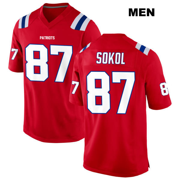Alternate Matt Sokol New England Patriots Mens Stitched Number 87 Red Game Football Jersey