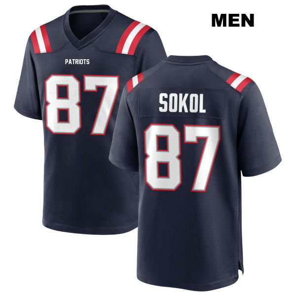 Matt Sokol Home New England Patriots Mens Number 87 Stitched Navy Game Football Jersey