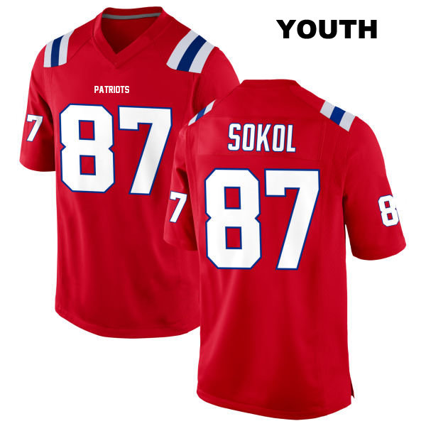 Matt Sokol Alternate New England Patriots Youth Number 87 Stitched Red Game Football Jersey