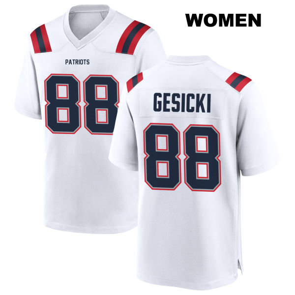 Mike Gesicki Away New England Patriots Stitched Womens Number 88 White Game Football Jersey