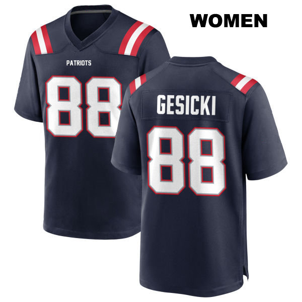 Stitched Mike Gesicki New England Patriots Womens Number 88 Home Navy Game Football Jersey