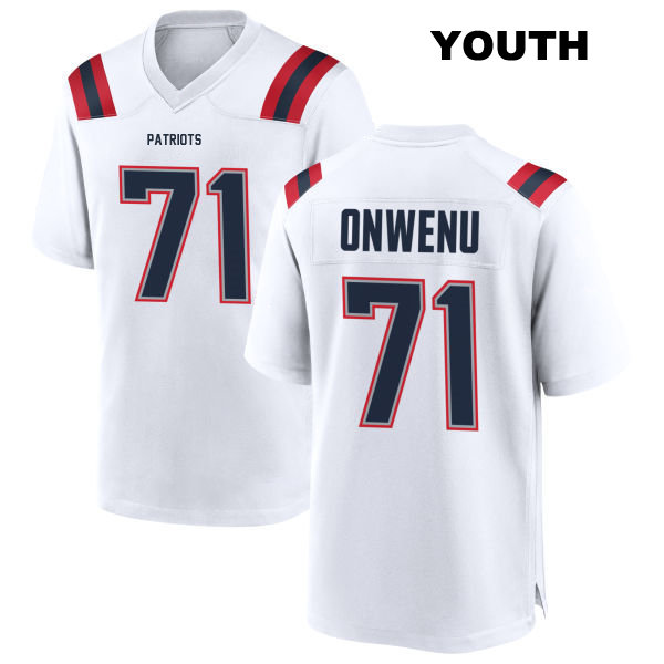 Mike Onwenu New England Patriots Away Stitched Youth Number 71 White Game Football Jersey