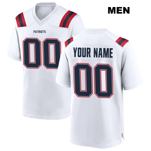Patriots Customized New England Patriots Stitched Mens Away White Game Football Jersey