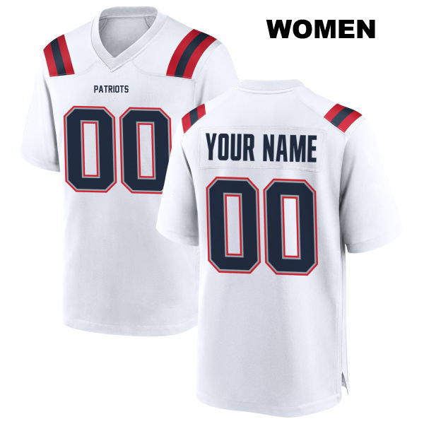 Stitched Patriots Customized New England Patriots Womens Away White Game Football Jersey