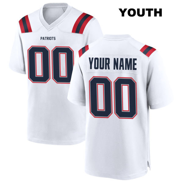 Patriots Customized New England Patriots Stitched Youth Away White Game Football Jersey