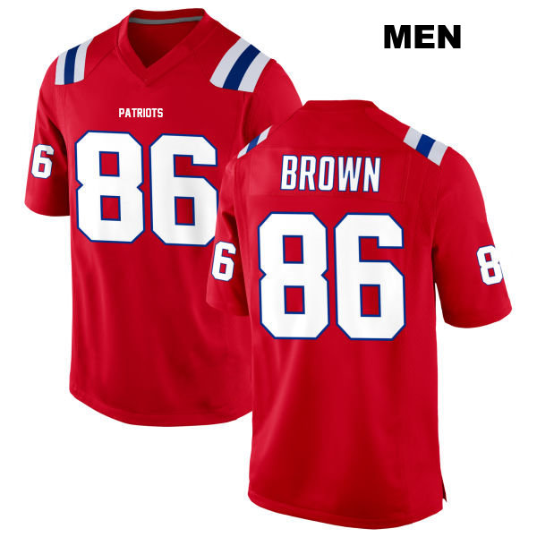 Stitched Pharaoh Brown New England Patriots Mens Alternate Number 86 Red Game Football Jersey