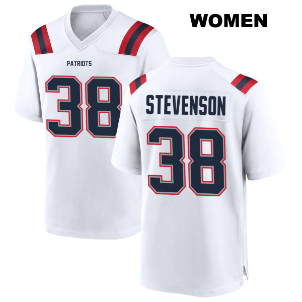 Rhamondre Stevenson Stitched New England Patriots Away Womens Number 38 White Game Football Jersey