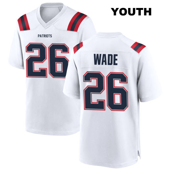 Stitched Shaun Wade New England Patriots Youth Away Number 26 White Game Football Jersey