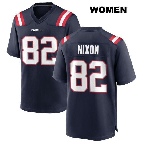 Tre Nixon Home New England Patriots Womens Stitched Number 82 Navy Game Football Jersey