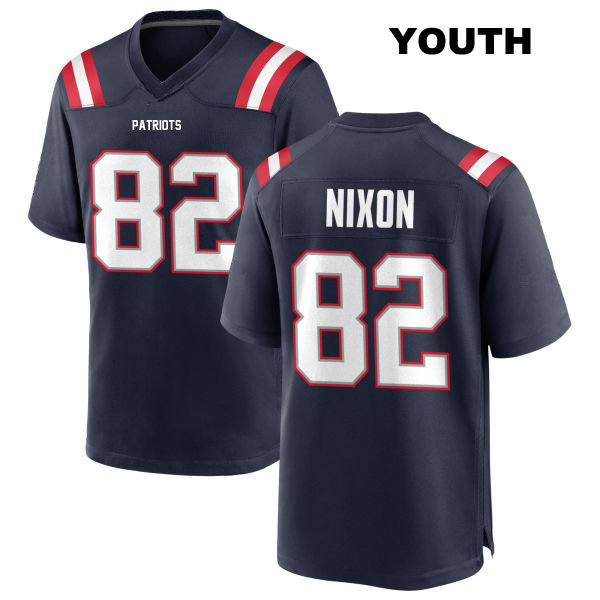 Tre Nixon Stitched New England Patriots Youth Home Number 82 Navy Game Football Jersey