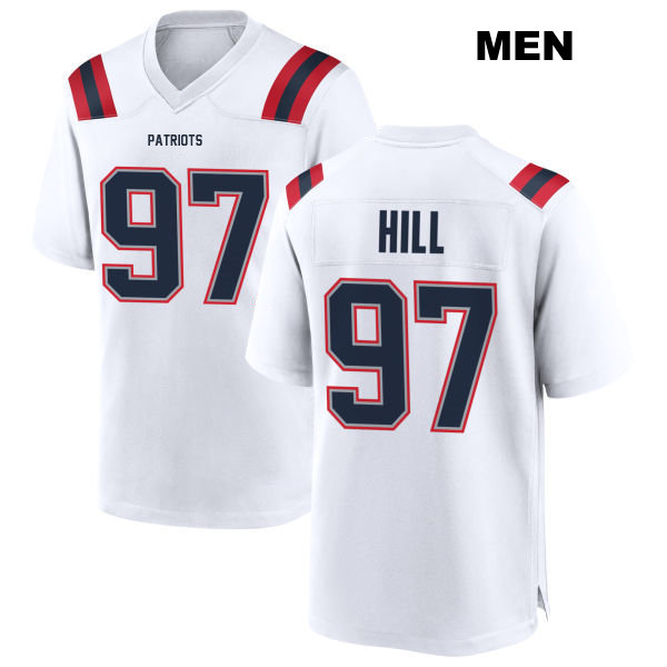 Trysten Hill Away New England Patriots Mens Number 97 Stitched White Game Football Jersey