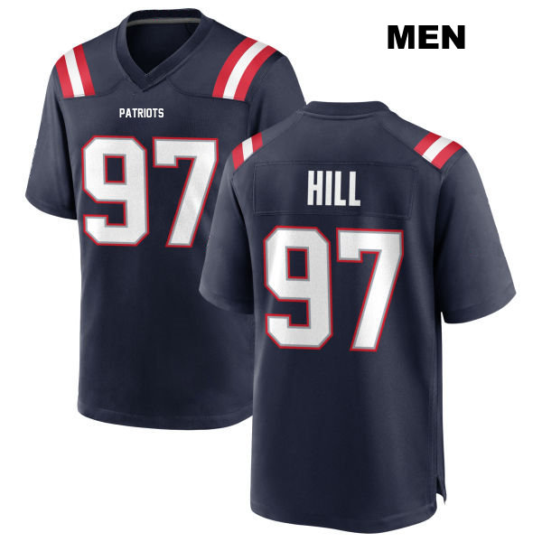 Trysten Hill New England Patriots Mens Stitched Number 97 Home Navy Game Football Jersey