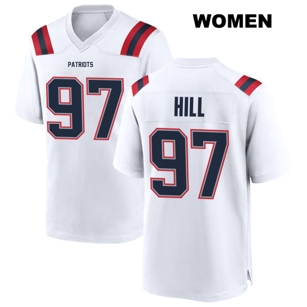Trysten Hill New England Patriots Away Womens Stitched Number 97 White Game Football Jersey