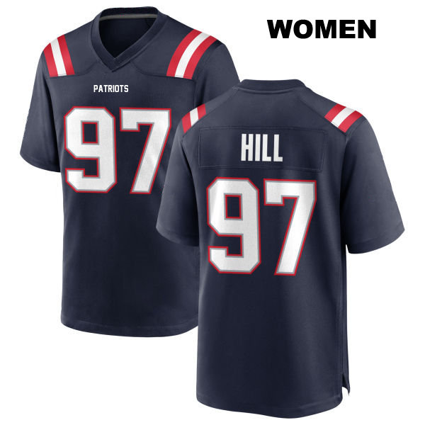 Trysten Hill New England Patriots Home Womens Stitched Number 97 Navy Game Football Jersey