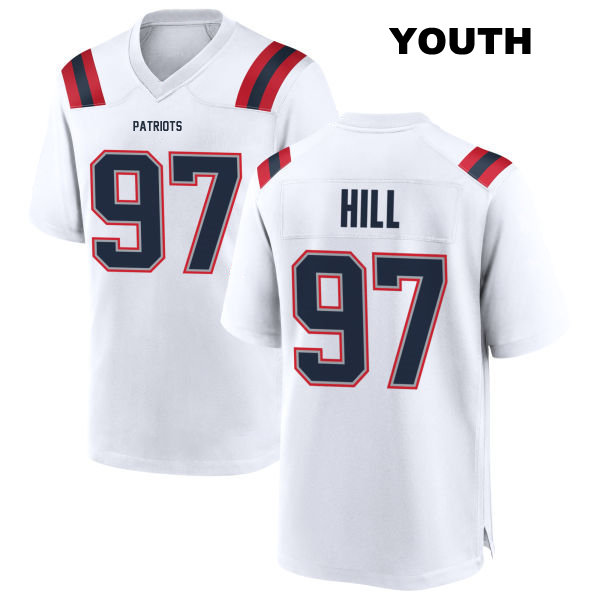 Trysten Hill New England Patriots Stitched Youth Number 97 Away White Game Football Jersey