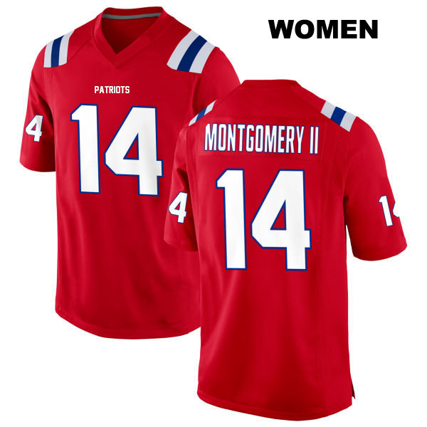 Stitched Ty Montgomery II Alternate New England Patriots Womens Number 14 Red Game Football Jersey